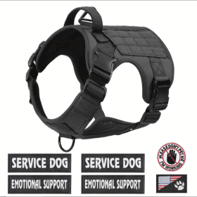 Hiphoppet US Local Tactical Service Dog Harness Vest Adjustable Reflective No Pulling Large Dog Harness With Metal Buckle (Option: Black-M)